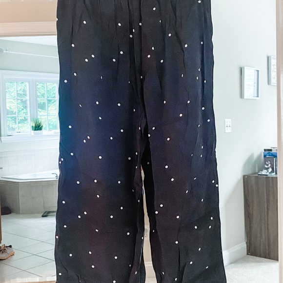 Loft Navy Blue Polka Dot wide leg pants-sz Med - Picture 3 of 4